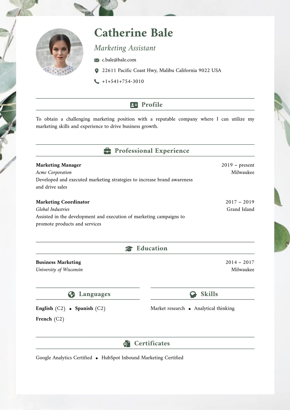 Modèle de CV