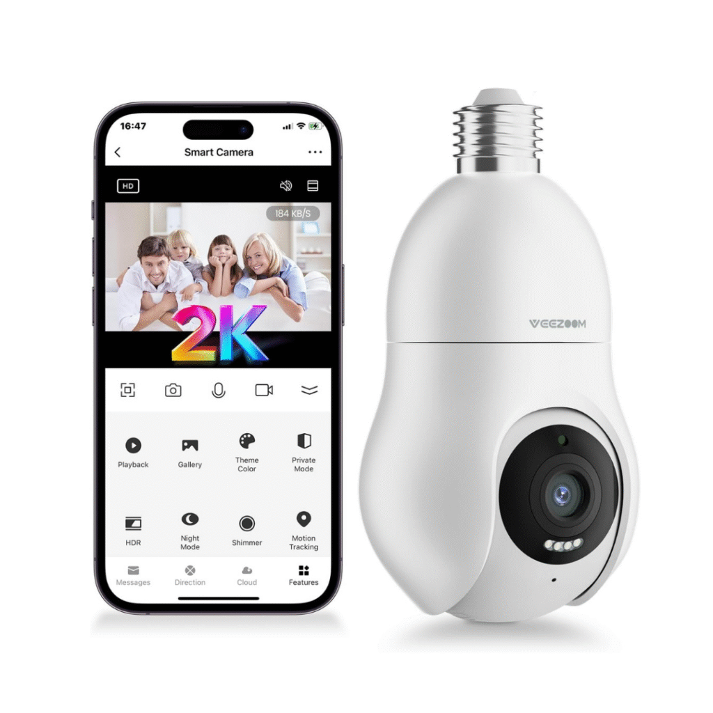 Caméra WiFi Intelligente en Forme d’Ampoule – Full HD 360°