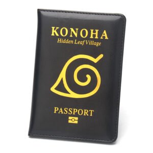 Protège-Passeport Konoha — Hidden Leaf Village (Simili Cuir Noir & Or)